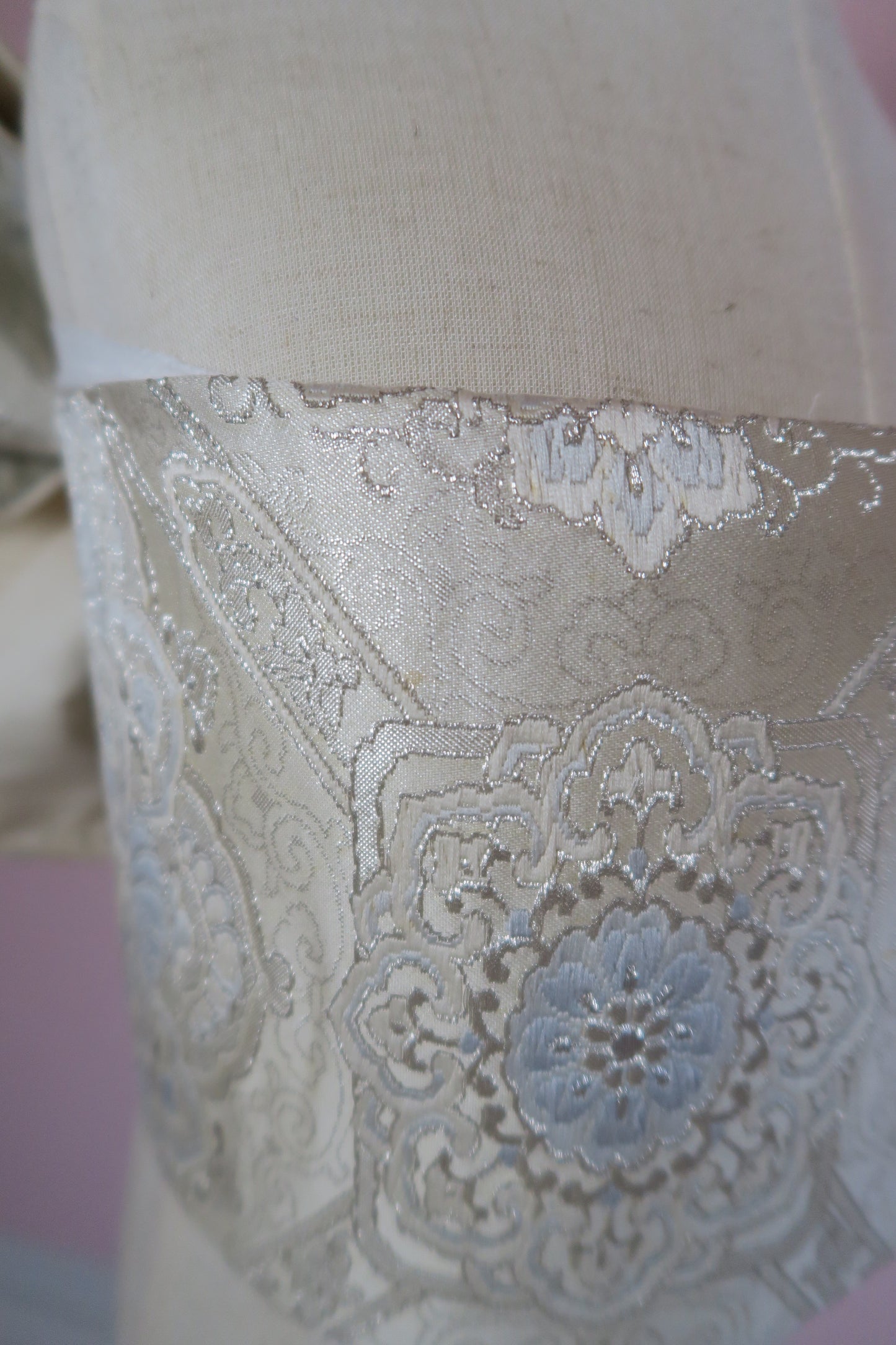 七五三 作り帯｜レース調 シルバー×白｜上品・簡単着付け・写真映え